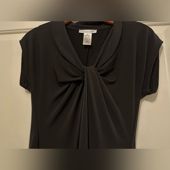 London Times Short Sleeve Black Sheath Knotted Bodice Dress Size 4 - Picture 3 of 7
